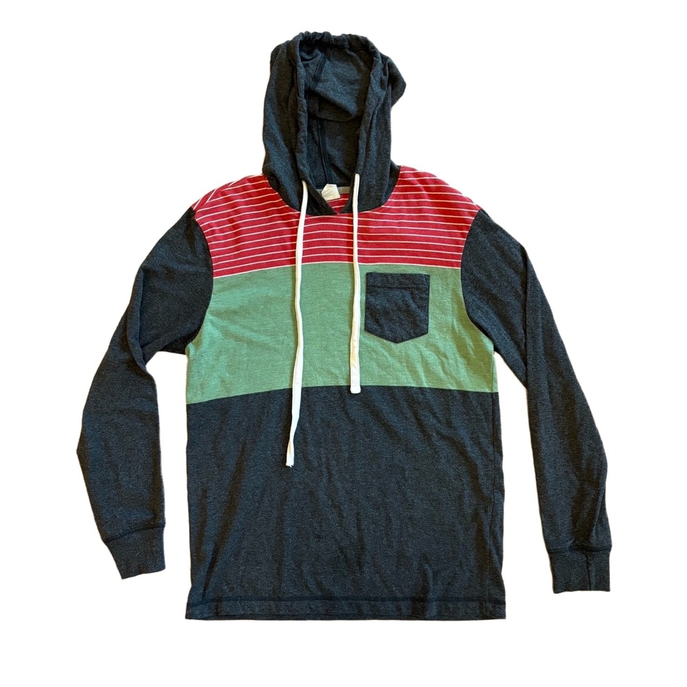 Quiet Storm Hoodie Size Small Colorblock Pullover Drawstring Soft Striped Bold